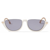 Jimmy Choo - Iona - White Acetate Sunglasses with Mauve-Shaded Mirror Lenses - Jimmy Choo Eyewear