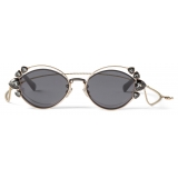 Jimmy Choo - Shine - Black Ruthenium Sunglasses with Grey Lenses and Clip-On Chain Embellishment - Jimmy Choo Eyewear
