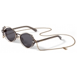 Jimmy Choo - Shine - Black Ruthenium Sunglasses with Grey Lenses and Clip-On Chain Embellishment - Jimmy Choo Eyewear