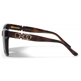 Jimmy Choo - Rikki - Brown Tortoiseshell Havana Cat Eye Sunglasses with Glittered Choo Logo - Jimmy Choo Eyewear