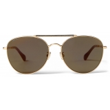 Jimmy Choo - Abbie - Gold Glitter Aviator Sunglasses with Mirror Lenses and Metal Frame - Jimmy Choo Eyewear