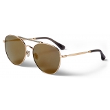 Jimmy Choo - Abbie - Gold Glitter Aviator Sunglasses with Mirror Lenses and Metal Frame - Jimmy Choo Eyewear