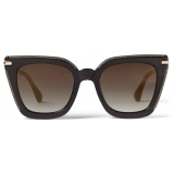 Jimmy Choo - Ciara - Grey and Rose Gold Cat Eye Sunglasses with Mirrored Lenses and Metal Frame - Jimmy Choo Eyewear
