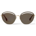 Jimmy Choo - Malya - Rose Gold Oval Sunglasses with Gold Lamé Glitter - Jimmy Choo Eyewear
