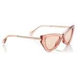 Jimmy Choo - Donna - Pink Flash and Silver Cat Eye Sunglasses with Pink Glitter - Jimmy Choo Eyewear