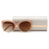 Jimmy Choo - Etty - Brown Gold Oval Sunglasses with Nude Frame - Jimmy Choo Eyewear