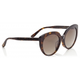Jimmy Choo - Etty - Brown Shaded Oval Sunglasses with Dark Havana Frame - Jimmy Choo Eyewear