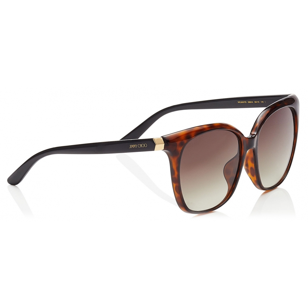 Jimmy Choo - Wilma - Brown Shaded Square Sunglasses with Havana Frame ...