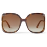 Jimmy Choo - Tilda - Dark Havana Oversized Square Sunglasses with Cut-Out Mirror Lenses and Crystal Trim