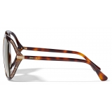 Jimmy Choo - Tilda - Dark Havana Oversized Square Sunglasses with Cut-Out Mirror Lenses and Crystal Trim