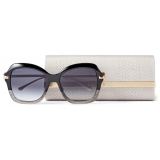 Jimmy Choo - Tessy - Black and Grey Square Sunglasses with Rose-Gold Temples and JC Emblem