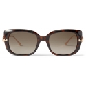 Jimmy Choo - Orla - Dark Havana Square Sunglasses with Rose Gold Temples and JC emblem - Jimmy Choo Eyewear