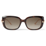 Jimmy Choo - Orla - Dark Havana Square Sunglasses with Rose Gold Temples and JC emblem - Jimmy Choo Eyewear