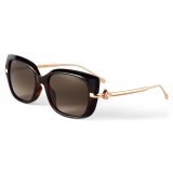 Jimmy Choo - Orla - Dark Havana Square Sunglasses with Rose Gold Temples and JC emblem - Jimmy Choo Eyewear