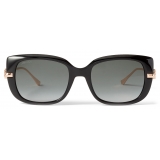 Jimmy Choo - Orla - Black Square Sunglasses with Copper Gold Temples and JC Emblem - Jimmy Choo Eyewear