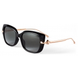 Jimmy Choo - Orla - Black Square Sunglasses with Copper Gold Temples and JC Emblem - Jimmy Choo Eyewear