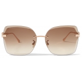 Jimmy Choo - Corin - Copper Gold Metal Square Sunglasses with Brown-Shaded Lenses - Jimmy Choo Eyewear