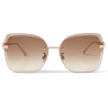 Jimmy Choo - Corin - Occhiali da Sole Quadrati in Metallo Dorato Rame con Lenti Marroni - Jimmy Choo Eyewear