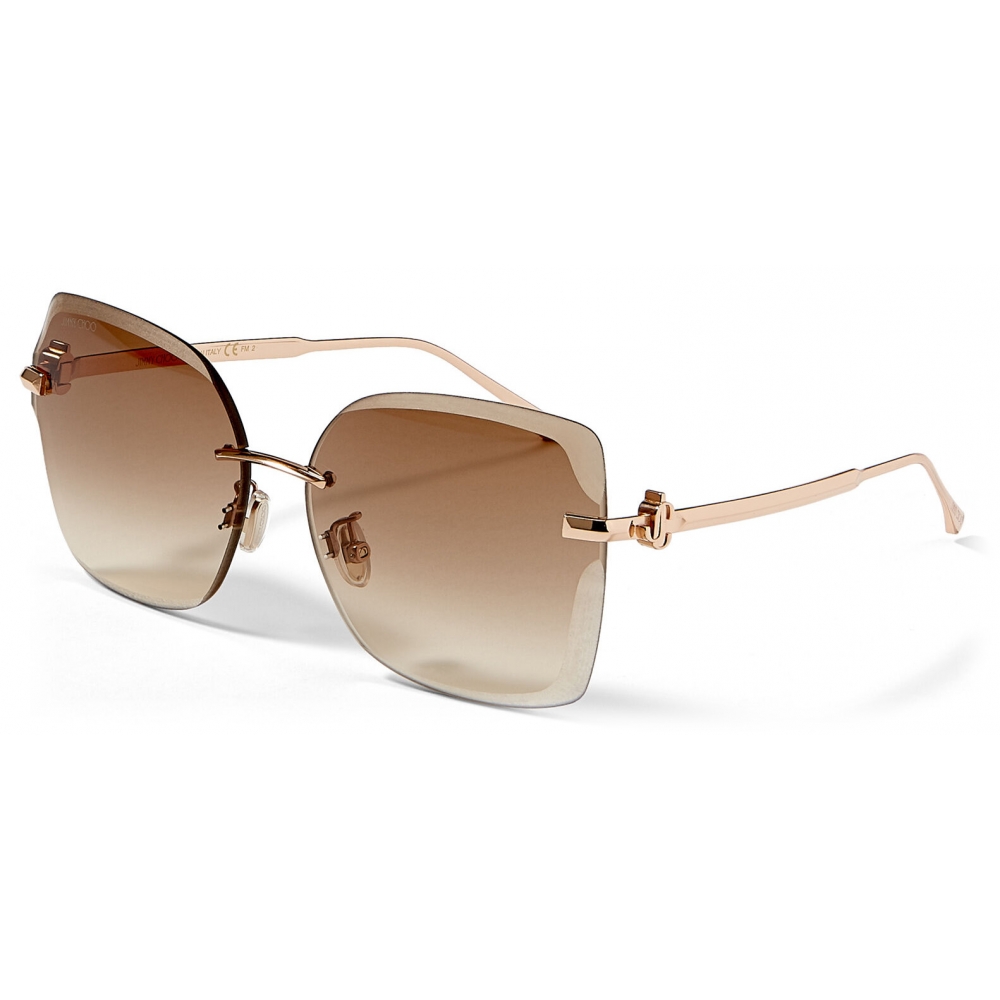 Square metal sunglasses in brown shaded lens