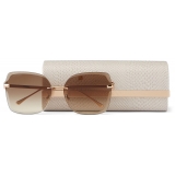 Jimmy Choo - Corin - Copper Gold Metal Square Sunglasses with Brown-Shaded Lenses - Jimmy Choo Eyewear