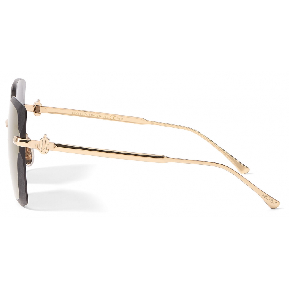 Jimmy Choo - Corin - Copper Gold Metal Square Sunglasses with Brown ...