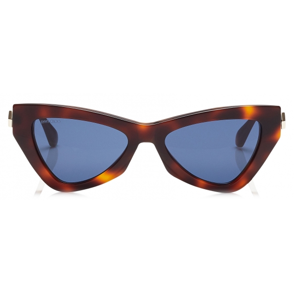 Jimmy Choo - Donna - Blue Avio Cat Eye Sunglasses with Havana Frame - Jimmy Choo Eyewear