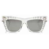 Jimmy Choo - Bee - Silver Mirror Cat Eye Sunglasses with Silver and Clear Swarovski Crystals