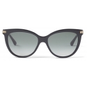 Jimmy Choo - Axelle - Black Acetate and Rose Gold Metal Cat Eye Sunglasses with Grey-Shaded Lenses