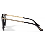 Jimmy Choo - Axelle - Black Acetate and Rose Gold Metal Cat Eye Sunglasses with Grey-Shaded Lenses