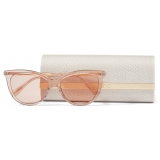 Jimmy Choo - Axelle - Nude Acetate and Copper Gold Metal Cat Eye Sunglasses with Mirror Lenses