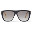 Jimmy Choo - Suvi - Black D-Frame Sunglasses with Grey-Shaded Mirror Lenses - Jimmy Choo Eyewear