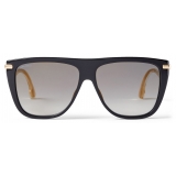 Jimmy Choo - Suvi - Black D-Frame Sunglasses with Grey-Shaded Mirror Lenses - Jimmy Choo Eyewear