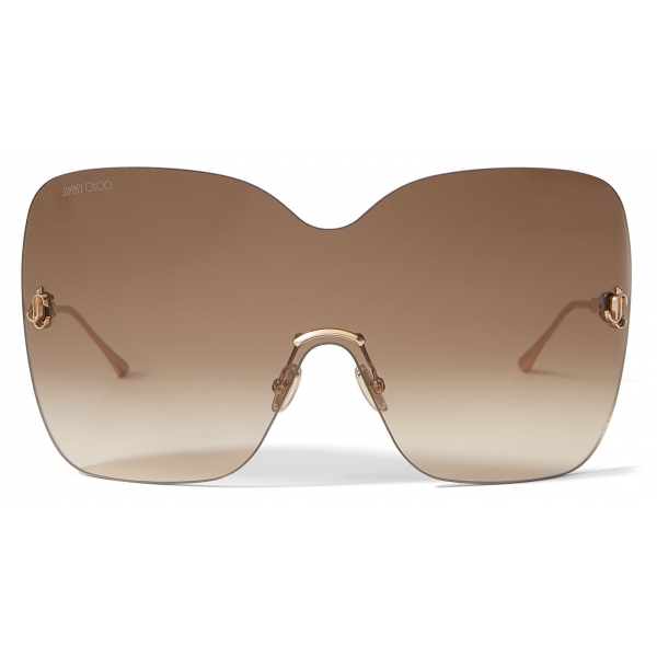 Jimmy Choo - Zelma - Rose-Gold Metal Mask Sunglasses with Brown-Shaded Lenses - Jimmy Choo Eyewear