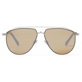 Jimmy Choo - Lex - Light Gold Stainless Steel and Metal Aviator Sunglasses with Silver Mirror Lenses