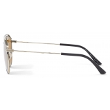 Jimmy Choo - Lex - Light Gold Stainless Steel and Metal Aviator Sunglasses with Silver Mirror Lenses