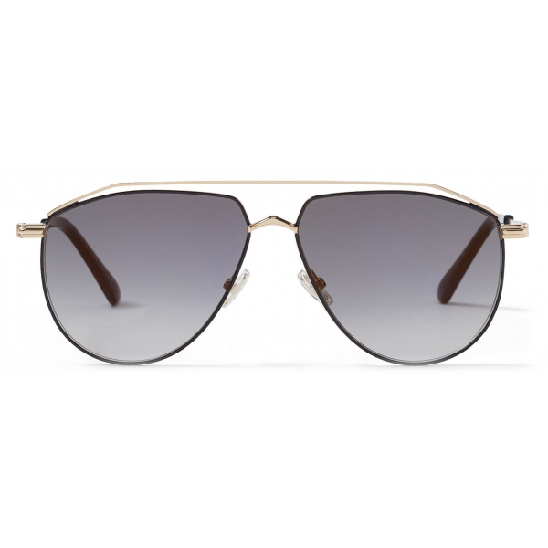 Jimmy Choo - Lex - Rose Gold and Black Aviator Sunglasses with Grey-Shaded Gold Mirror Lenses