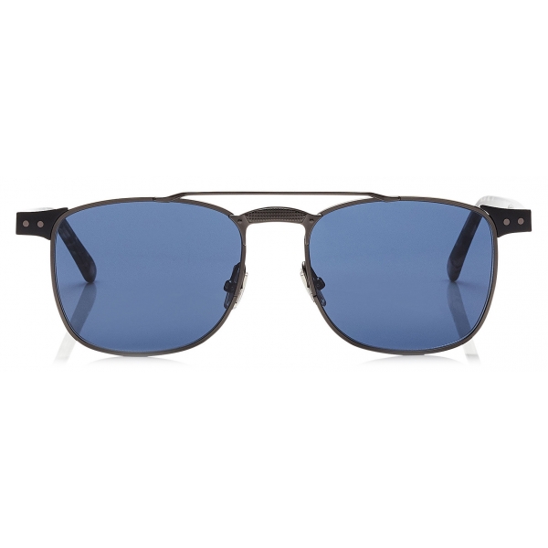 Jimmy Choo - Alan - Blue Avio Ruthenium Havana Square Frame Sunglasses with Metal Frame