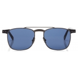 Jimmy Choo - Alan - Blue Avio Ruthenium Havana Square Frame Sunglasses with Metal Frame