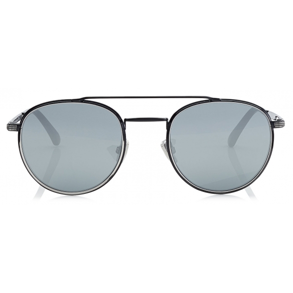 Jimmy Choo - Dave - Black and Silver Oval Sunglasses with Mirror Lenses - Jimmy Choo Eyewear