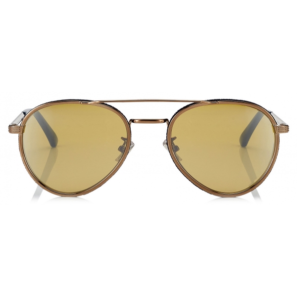 Jimmy Choo - Cal - Silver Mirror Lenses and Bronze Oval Frame Sunglasses with Blue Flock