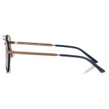 Jimmy Choo - Cal - Silver Mirror Lenses and Bronze Oval Frame Sunglasses with Blue Flock