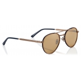 Jimmy Choo - Cal - Silver Mirror Lenses and Bronze Oval Frame Sunglasses with Blue Flock