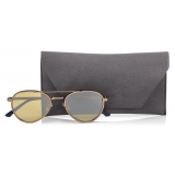 Jimmy Choo - Cal - Silver Mirror Lenses and Bronze Oval Frame Sunglasses with Blue Flock