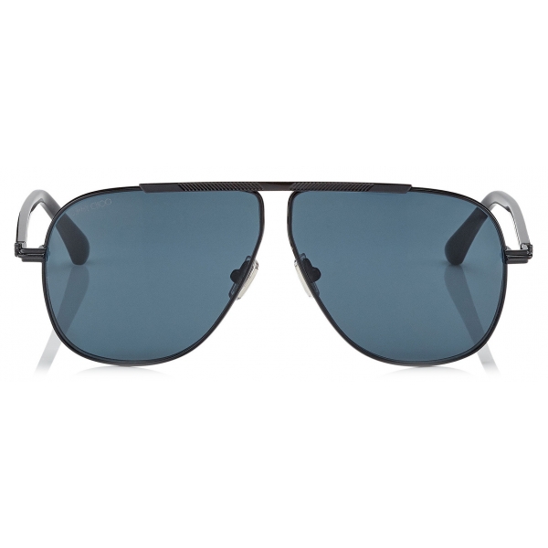 Jimmy Choo - Ewan - Blue Avio Aviator Sunglasses with Black Titanium Frame - Jimmy Choo Eyewear