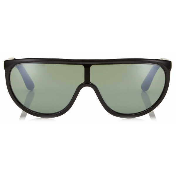 Jimmy Choo - Hugo - Green Mirror Mask Sunglasses with Black Frame and Removable Band