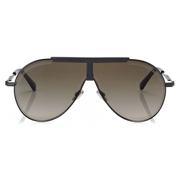 Jimmy Choo - Eddy - Brown Shaded Aviator Sunglasses with Black Metal Frame - Jimmy Choo Eyewear