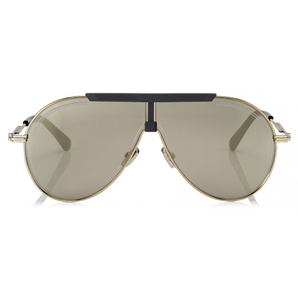 Jimmy Choo - Eddy - Silver Mirror Aviator Sunglasses with Antique Gold Grey and Khaki