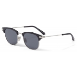 Jimmy Choo - Sam - Palladium Oval Sunglasses with Black Tips and Grey Lenses - Jimmy Choo Eyewear