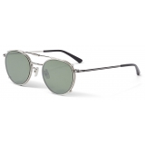 Jimmy Choo - Wynn - Grey Palladium Oval Sunglasses with Clip-On Silver Mirror Lenses