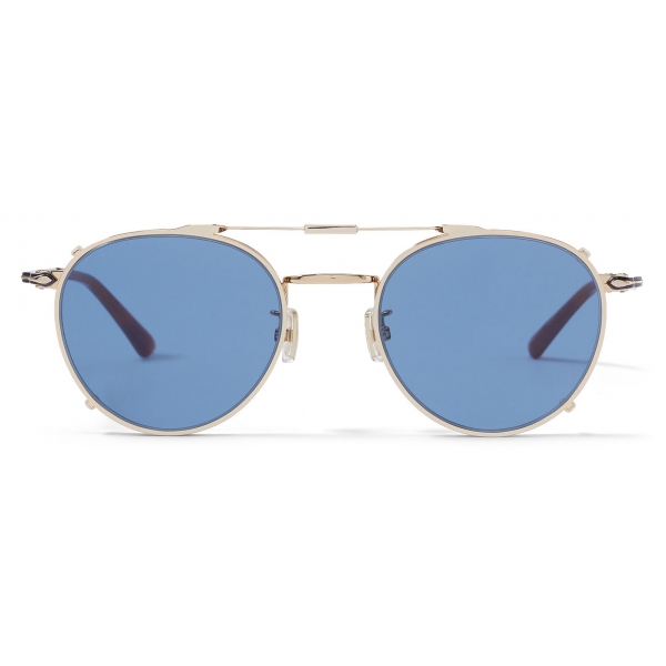 Jimmy Choo - Wynn - Rose-Gold Oval Sunglasses with Clip-On Blue Avio Lenses - Jimmy Choo Eyewear
